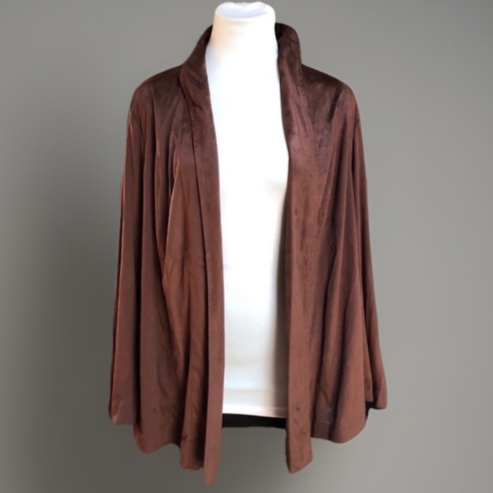 Catherine's Black Label Brown Faux Suede Cover Jacket Plus sz 1X (1 XL)
